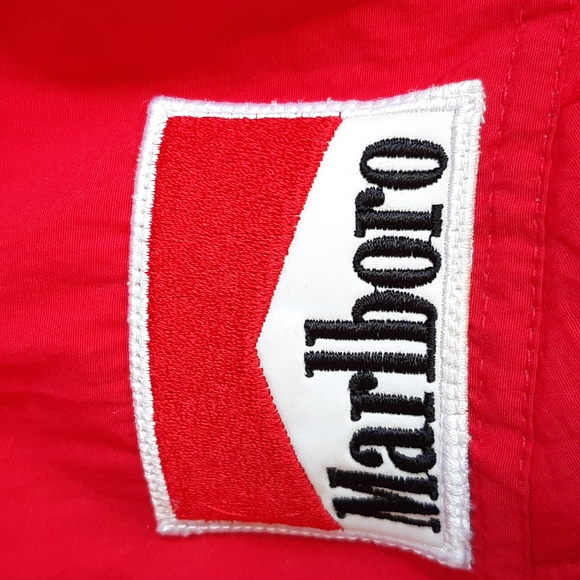 Vintage Marlboro red & black duck down coat adult size large - Picture 3 of 16